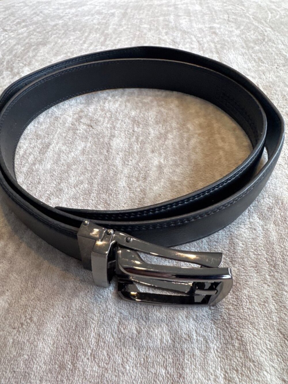 Men's Comfort Click Adjustable Black Leather Belt 48"